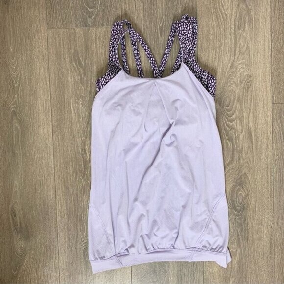 Lululemon Nouveau Limits Tank Top Lilac Miss Mosaic Lilac Deep Zinfandel Size 4 - Picture 2 of 16